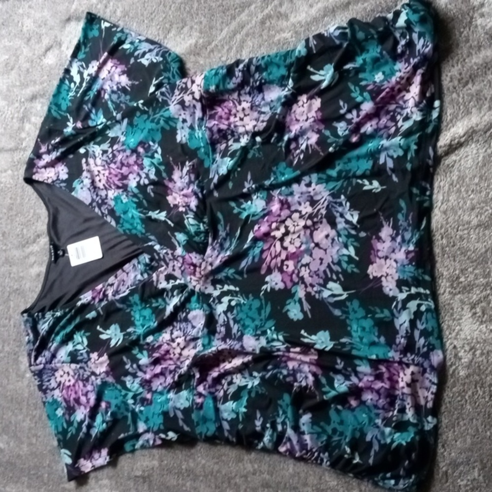 Torrid NWT black floral mesh top 6X